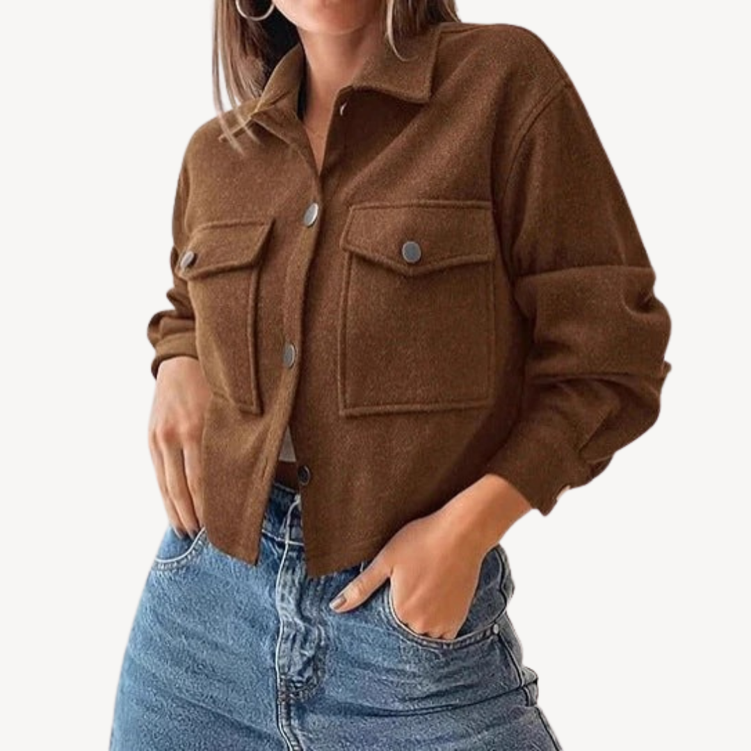 R&B | Damen Knopfung Crop Jacke