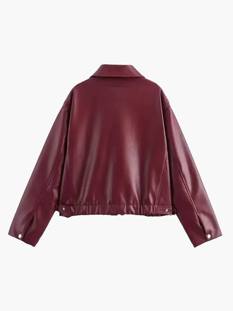 R&B | Burgunder Faux-Lederjacke
