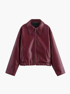 R&B | Burgunder Faux-Lederjacke