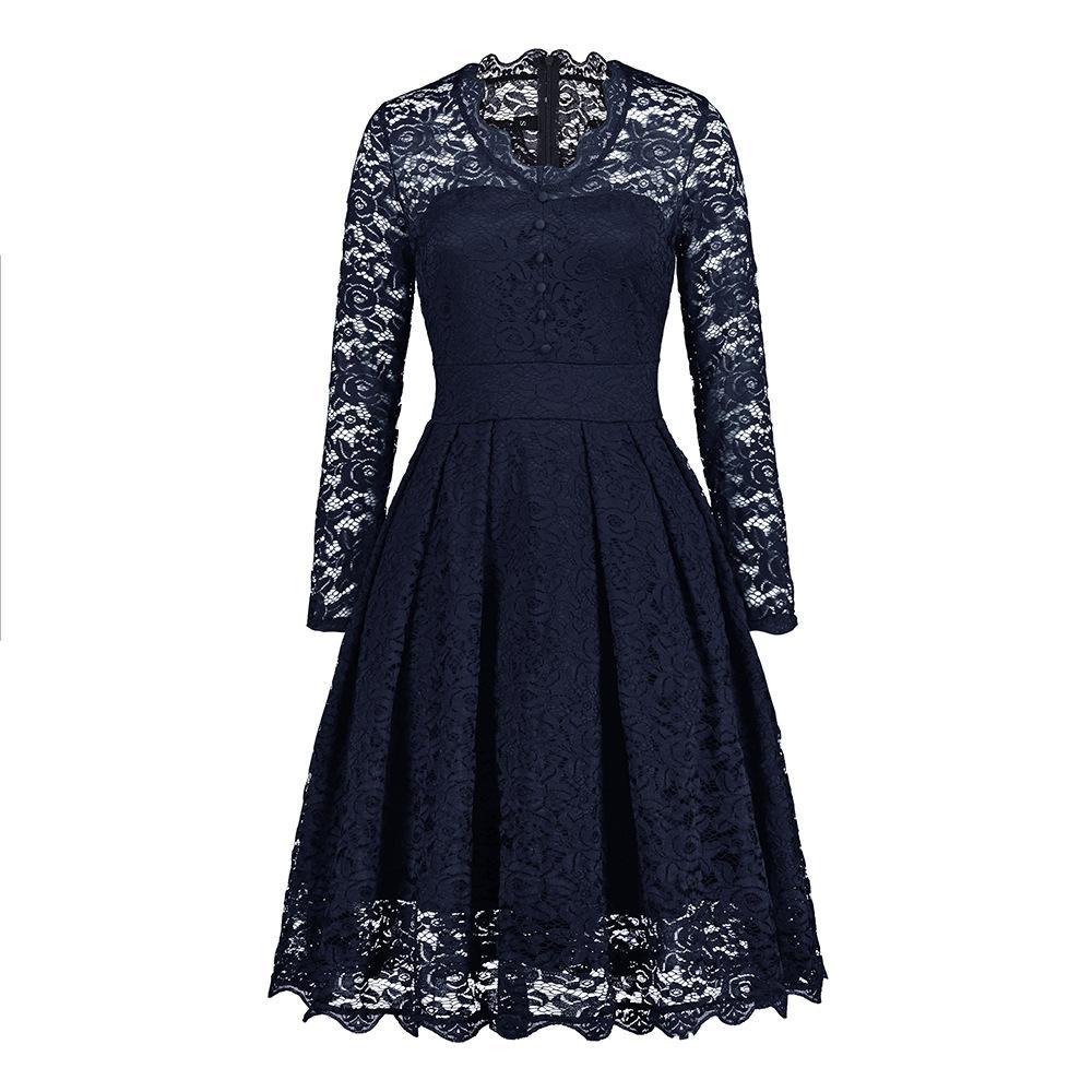 R&B | Knopfron Laced Sleeve Kleid