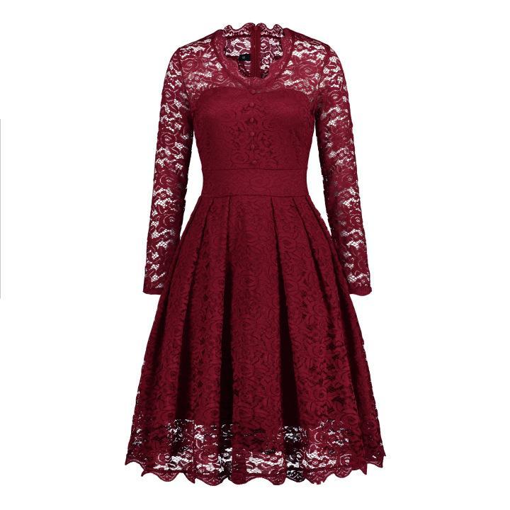 R&B | Knopfron Laced Sleeve Kleid