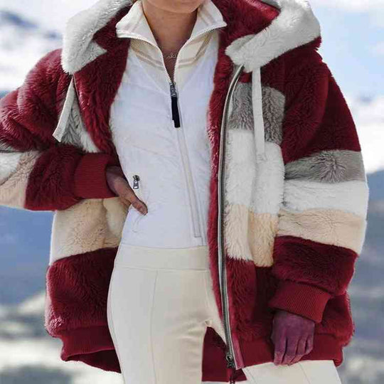 R&B | Color Block Zip-Up Kapuzenjacke
