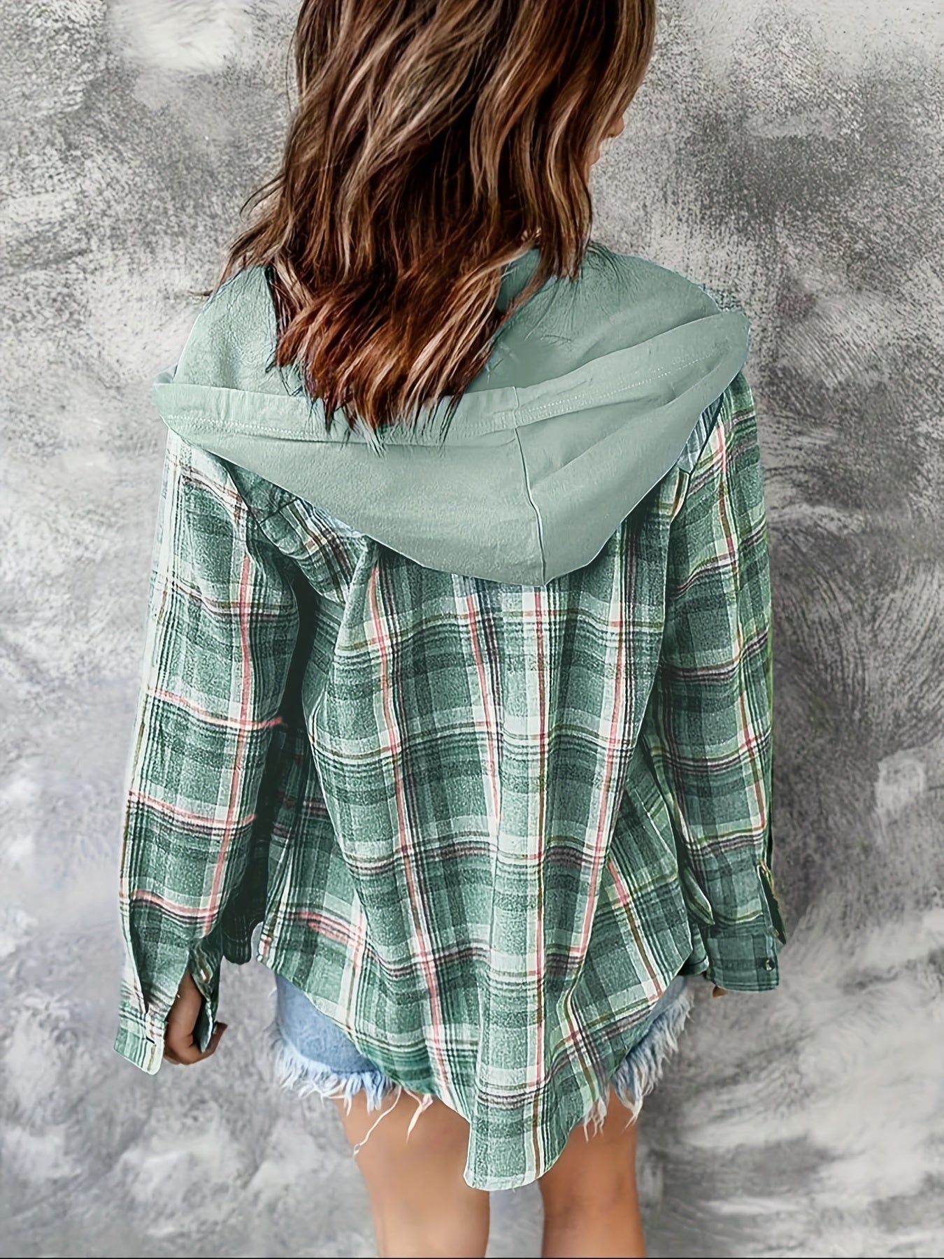 R&B | Karierte Jacke mit Kapuze Baumwolle und Polyester Leger und Komfortabel