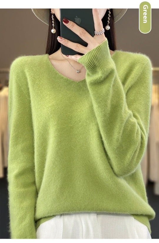 R&B | Lockerer Damenpullover mit V-Ausschnitt für Herbst und Winter