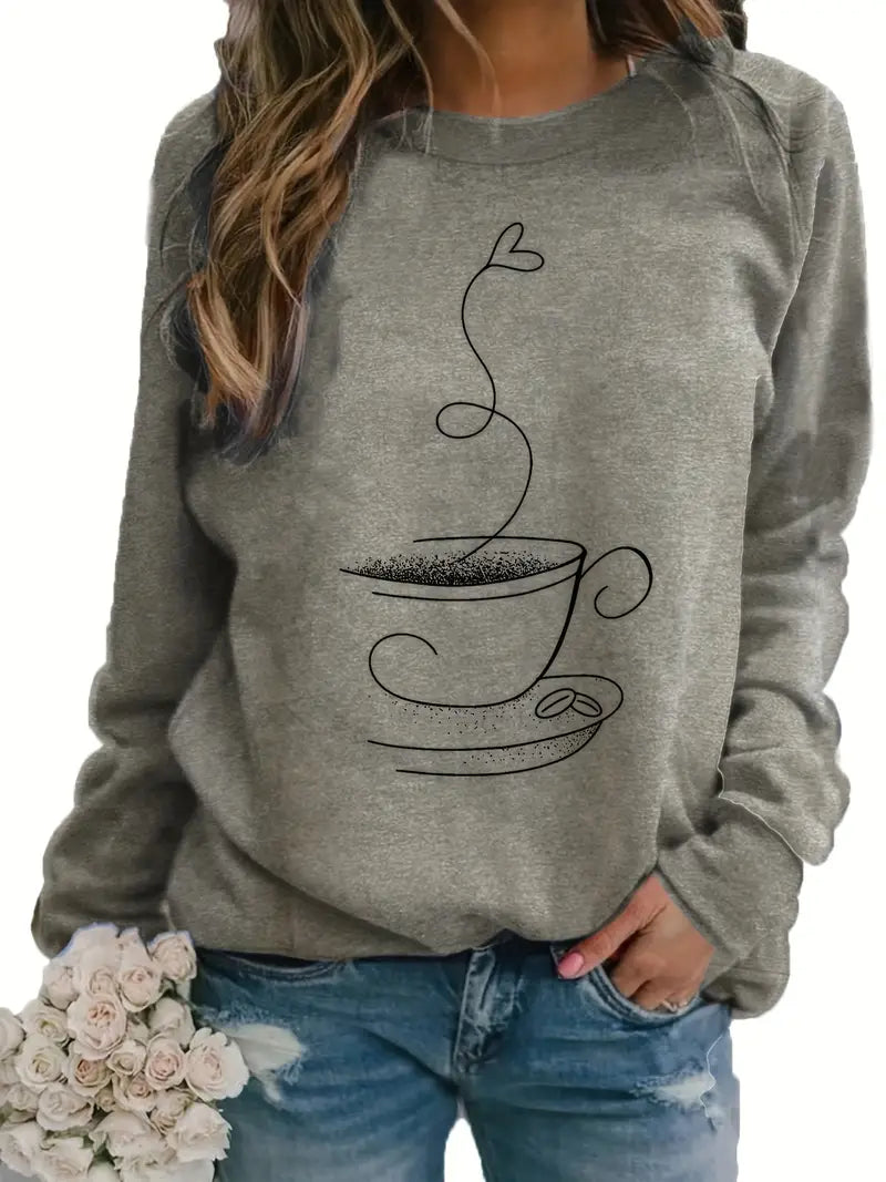 R&B | Gemütliches Kaffee Grafisch Sweatshirt