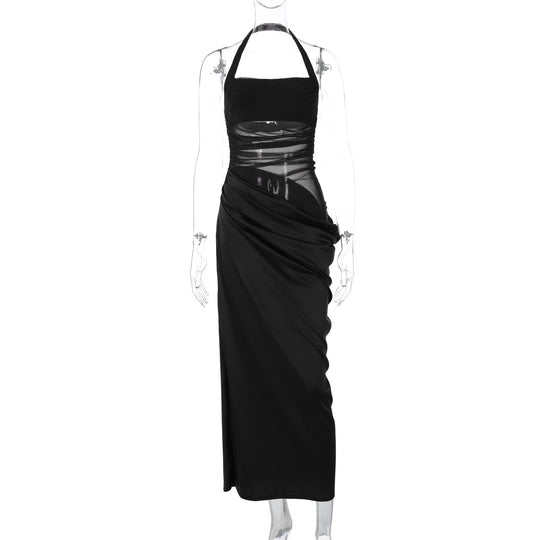 R&B | Schmal geschnittenes Kleid mit rückenfreien Netznähten