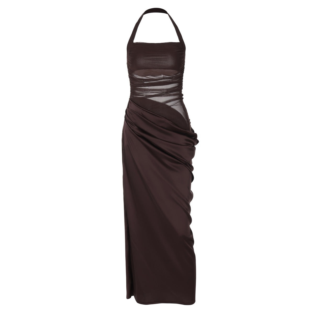 R&B | Schmal geschnittenes Kleid mit rückenfreien Netznähten