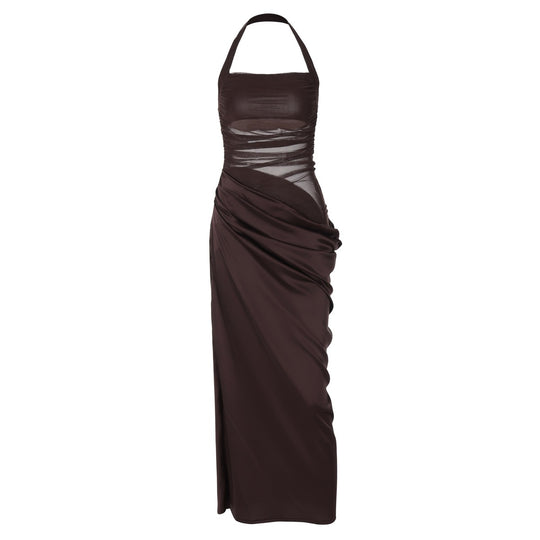 R&B | Schmal geschnittenes Kleid mit rückenfreien Netznähten