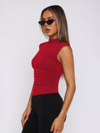 R&B | Semi-Rollkragen einfarbig slim-fit ärmellose Spice Girl Weste