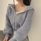 R&B | Kurz Geschnittener Kapuzencardigan mit Ausschnittdetails