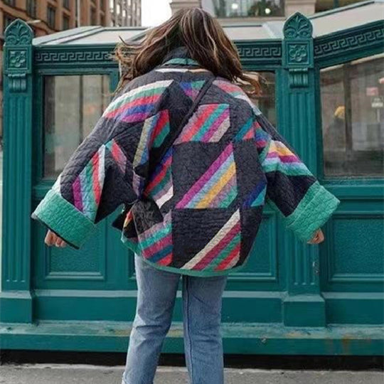 R&B | Vintage Bedruckte Lockere Blumen Baumwolljacke für Damen