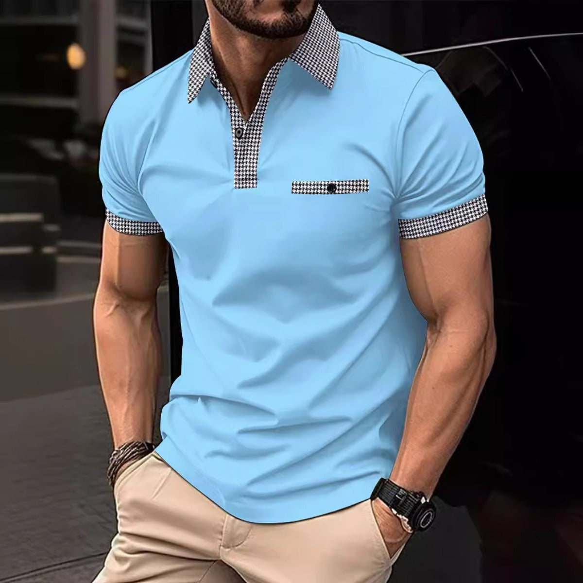 R&B | Farblich passendes POLO-Shirt mit Knöpfen