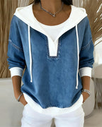 R&B | Sweatshirt mit Schnürung und Denim Einsätzen