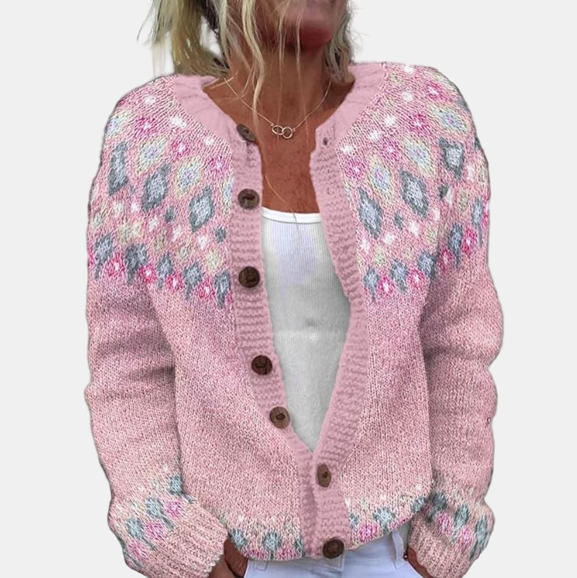 R&B | Gedruckte Pinke Strickjacke