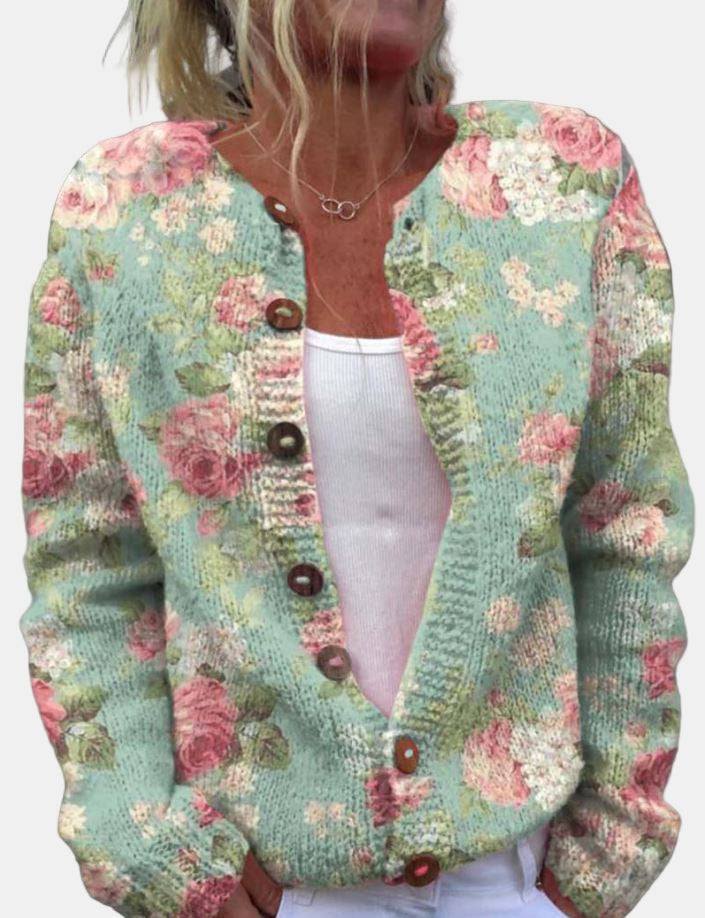 R&B | Grüner Blumenmuster Cardigan