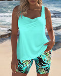 R&B | Tankini Gestreifter Weste mit Bedruckten Strandhosen