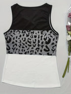 R&B | Damen Leopard Patchwork V-Ausschnitt Top