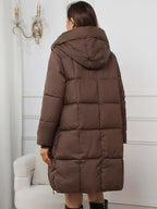 R&B | Frauen Lange Kapuzen-Winter-Pufferjacke