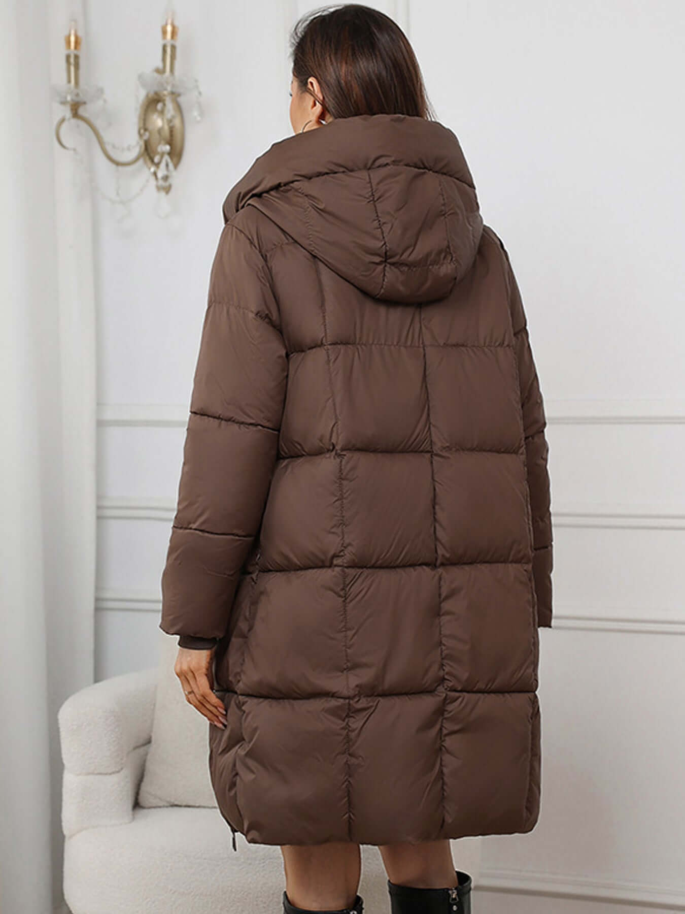 R&B | Frauen Lange Kapuzen-Winter-Pufferjacke