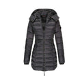 R&B | Damen Lange Winter Pufferjacke mit Kapuze