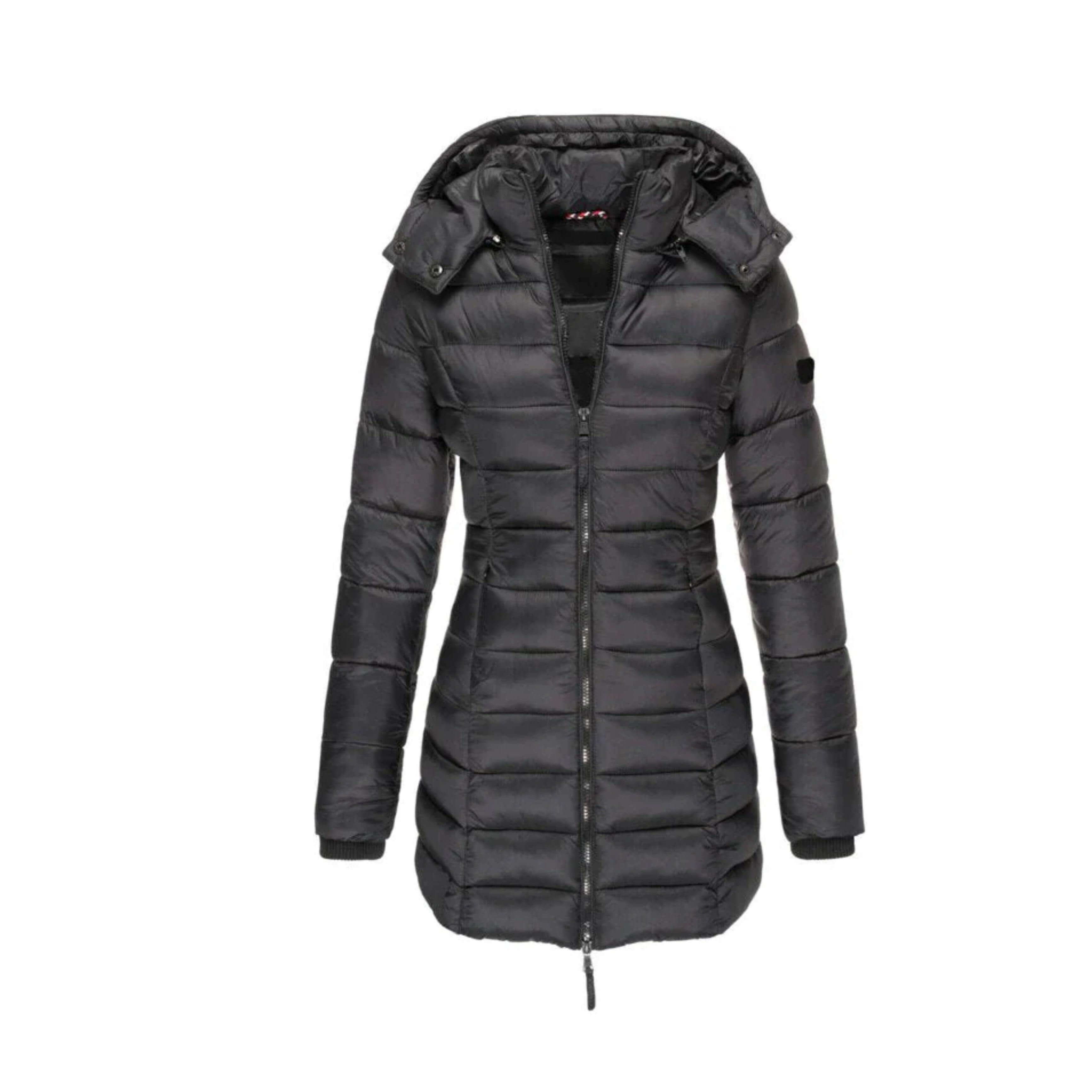 R&B | Damen Lange Winter Pufferjacke mit Kapuze