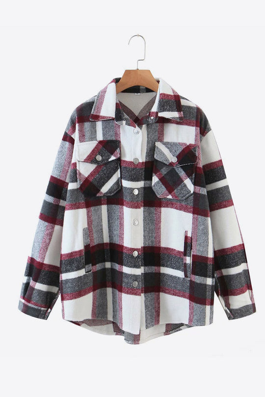 R&B | Karo Gefallen Schulter Shirtjacke