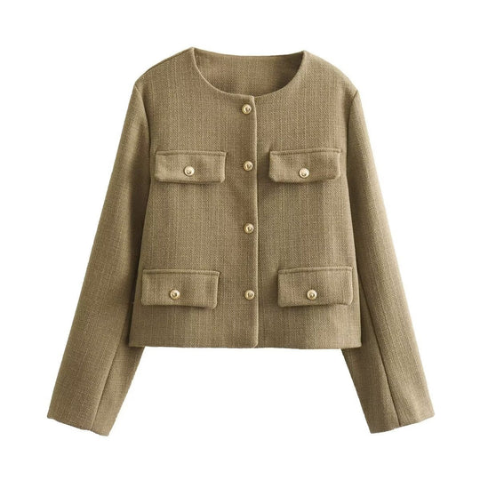 R&B | Hals Einfarbig Einreiher Jacke