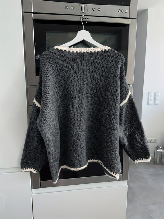 R&B | Lockere Strickpullover Weich und Gemütlich Einzigartige Häkel-details