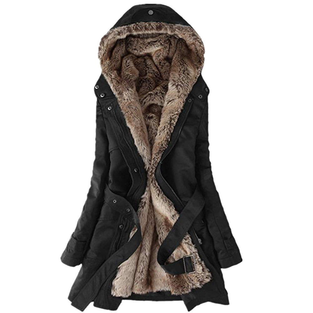 R&B | Gefütterter Damen ParkA-mit Gürtel und Schicken Details