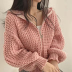 R&B | Kurz Geschnittener Kapuzencardigan mit Ausschnittdetails