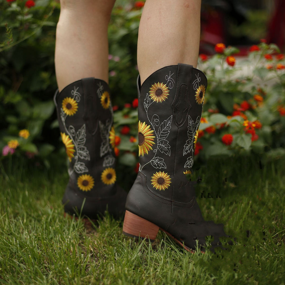 Boho-Inspirierte Damenstiefel im Sonnenblumen-Design R&B