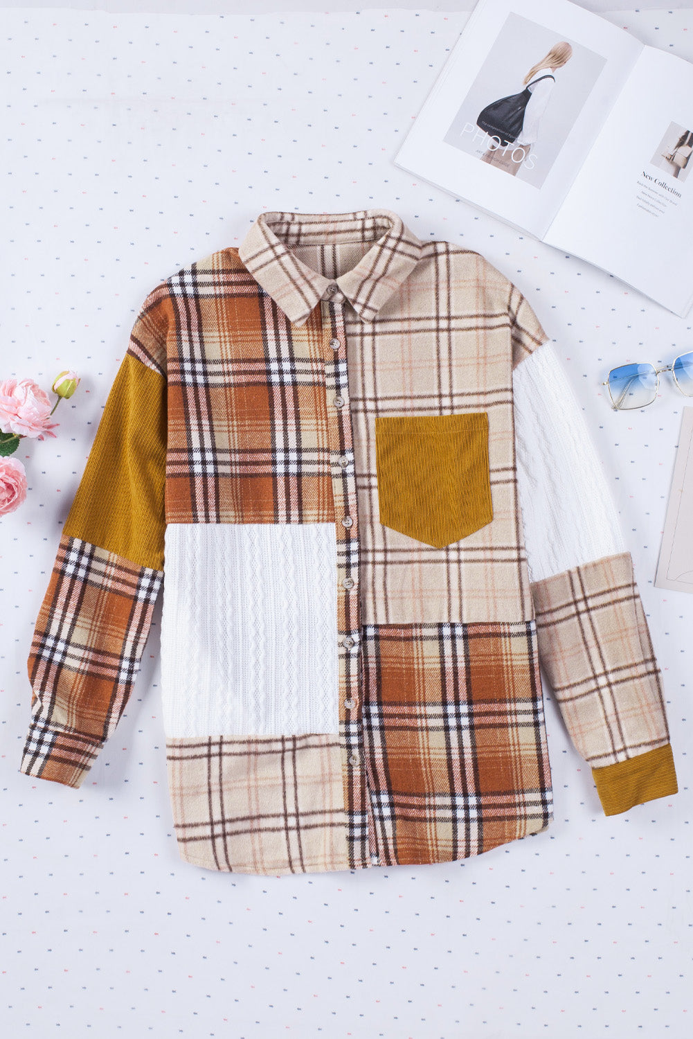 R&B | Gitterhemde mit Patchwork-details Baumwollmischung Perfekt für Layering