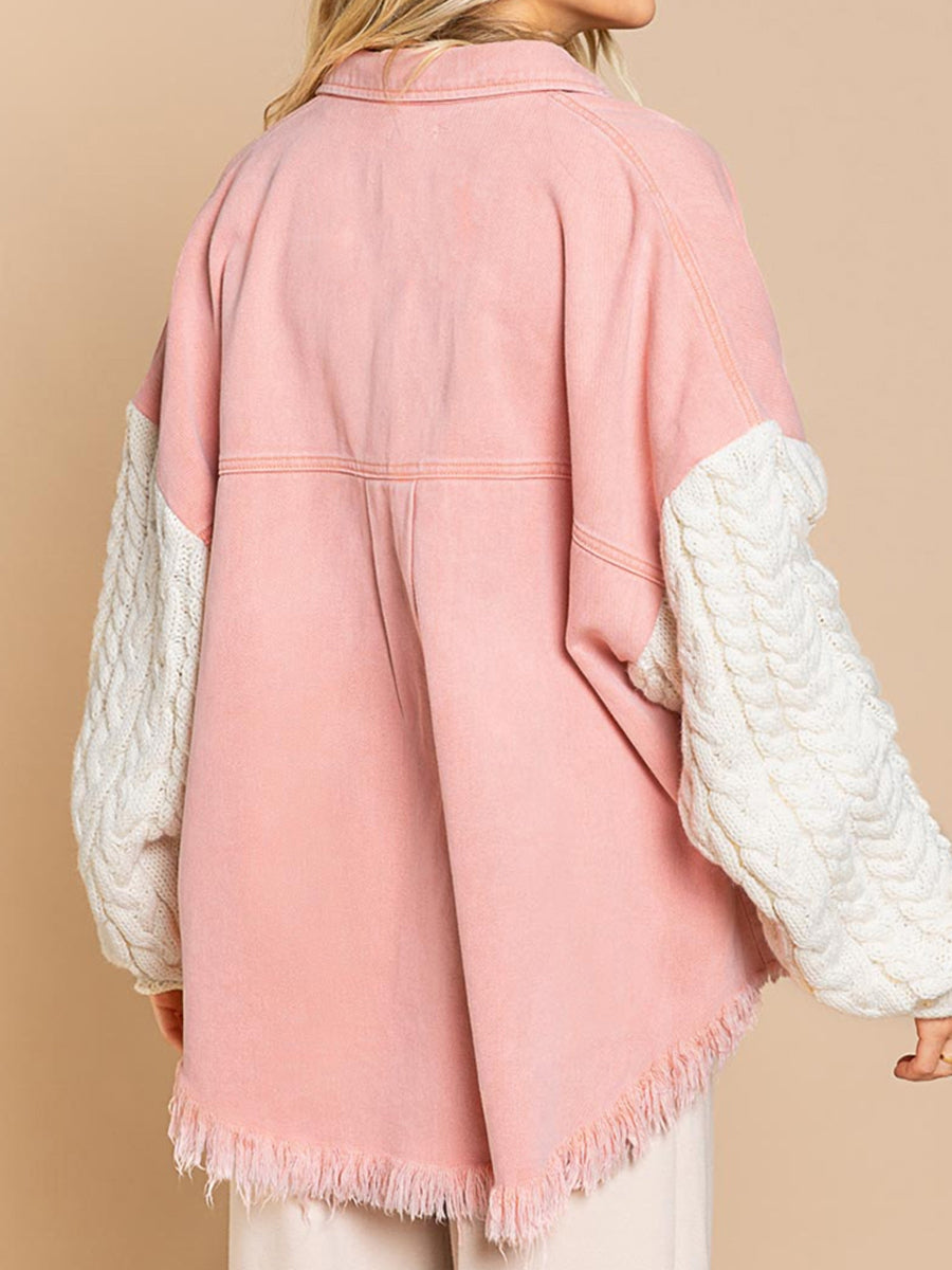 R&B | Kabelstrick Raw Hem Denim Jacke