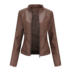 Biker-jacke mit Stehkragen