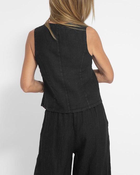 R&B | Elegantes 2-Teiliges Set Leinen Weite Hose & Weste