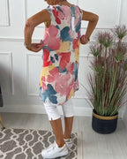 R&B | Lässiges Longtop mit Farbenfrohem Blumenprint