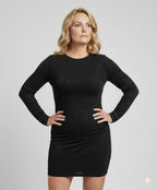 Damen Partykleid Langarm mit Glitzer