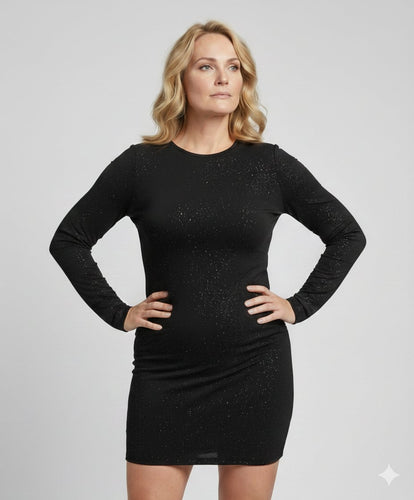 Damen Partykleid Langarm mit Glitzer