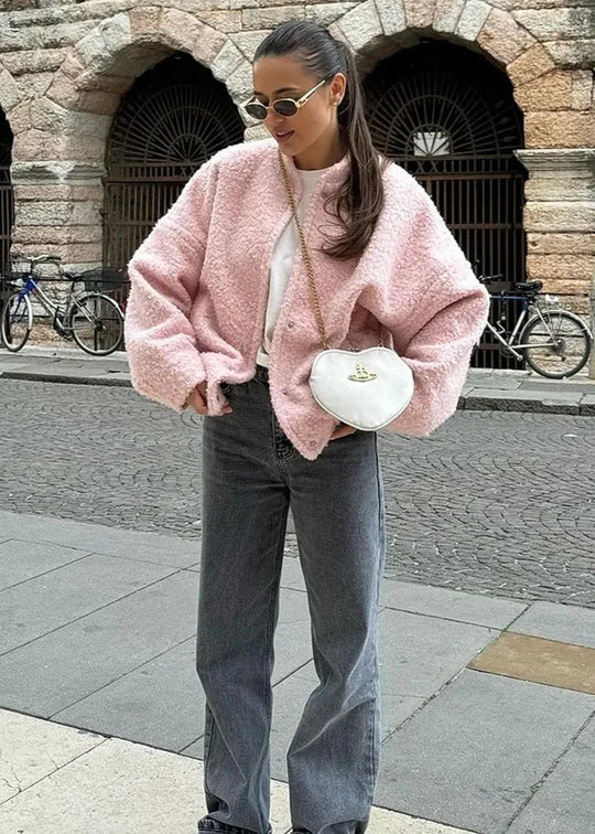 R&B | Rosa Drop Shoulder Stehkragenjacke