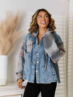R&B | Geometrische Rohsaum Denimjacke