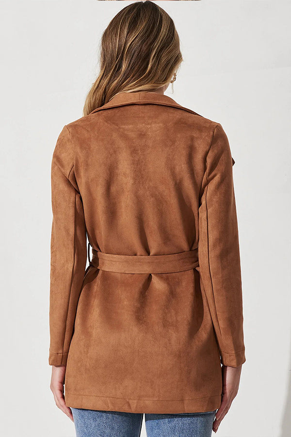R&B | Farbe Anzug Strickjacke großer Revers Wildleder langärmlige Jacke