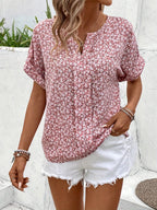R&B | Bluse mit Blumenmuster und Rundhalsausschnitt für Damen