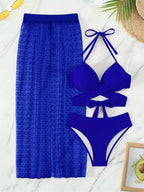 R&B | Dreiteiliger Bikini mit Netzrock