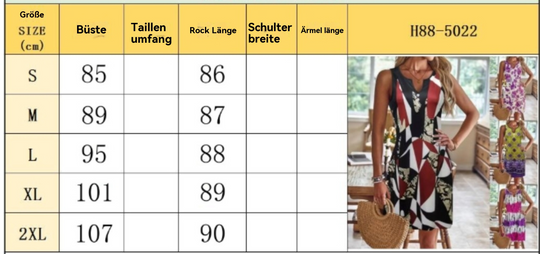 R&B | Bedrucktes ärmelloses Kleid mit V-Ausschnitt für Damen