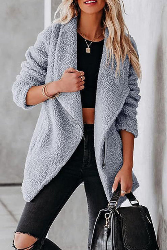 R&B | lässige Lammlederjacke mit Reißverschlusstaschen und Kastenveloursjacke