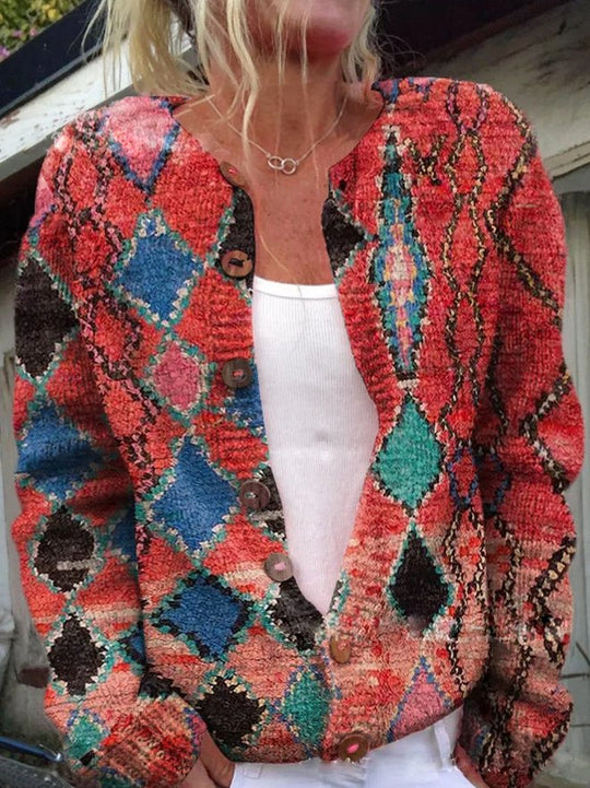 R&B | Weiche Strickjacke mit Blütenstickerei