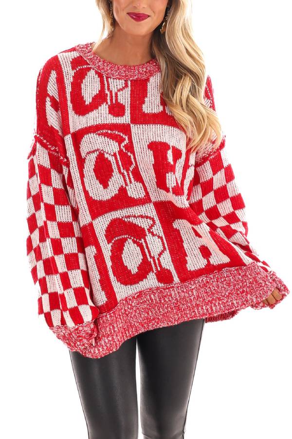 R&B | Weihnachtsbriefe Rundhals Langarm Locker Gestrickter Pullover