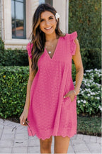 R&B | Jacquard-Kleid mit hohlem V-Ausschnitt aus Spitze