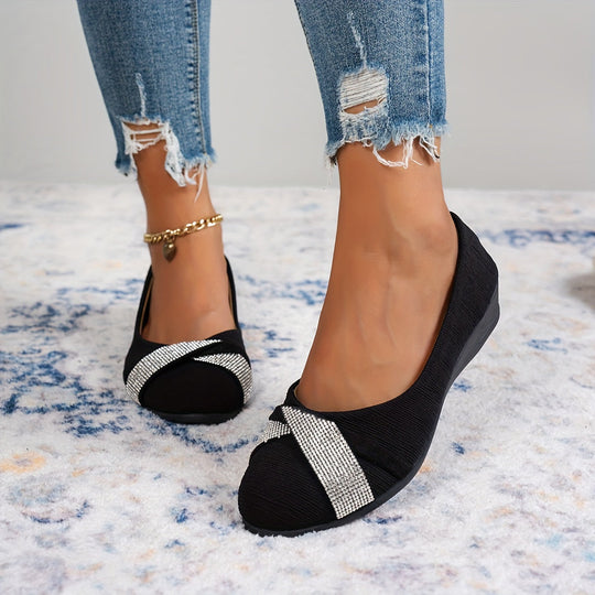 Elegante Kristall-Bogen-Keilabsatz-Sandalen R&B R&B