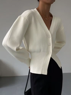 R&B | V-Ausschnitt Strickcardigan mit Knöpfen